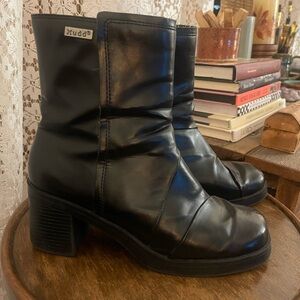 VINTAGE BLACK Y2K MUDD PLATFORM BOOTS 9.5